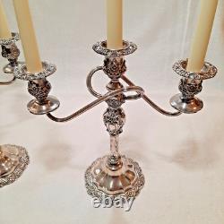 Vntg 2 International Silver Countess Silver Plate 3-Arm Candelabra Twisted 11T
