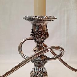 Vntg 2 International Silver Countess Silver Plate 3-Arm Candelabra Twisted 11T