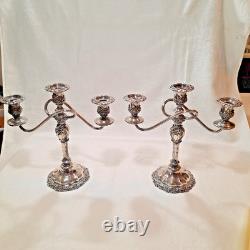 Vntg 2 International Silver Countess Silver Plate 3-Arm Candelabra Twisted 11T