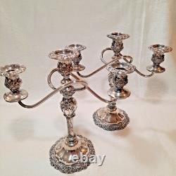 Vntg 2 International Silver Countess Silver Plate 3-Arm Candelabra Twisted 11T