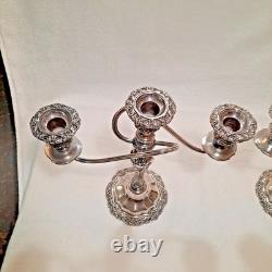 Vntg 2 International Silver Countess Silver Plate 3-Arm Candelabra Twisted 11T