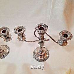 Vntg 2 International Silver Countess Silver Plate 3-Arm Candelabra Twisted 11T