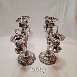 Vntg 2 International Silver Countess Silver Plate 3-Arm Candelabra Twisted 11T