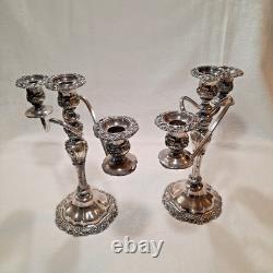 Vntg 2 International Silver Countess Silver Plate 3-Arm Candelabra Twisted 11T