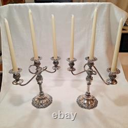 Vntg 2 International Silver Countess Silver Plate 3-Arm Candelabra Twisted 11T