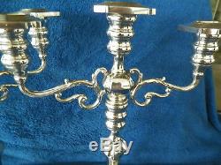 Vntg Pair Sterling Silver 13 1/2'' Tall 3 Candle Candelabras Weighted Aprx 4.5lb