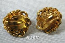 Vtg1984 Chanel Gold Twist Faux Silver Pearl Clip On Earring PAIR France 2187
