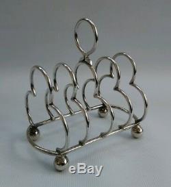 Vtg 1896 Pair Hukin & Heath Solid Silver Clover Club Toast Racks Dresser 12174