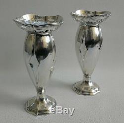 Vtg 1916 Pair of Art Nouveau Deco Solid Silver Joseph Gloster Ltd Bud Vases 301g