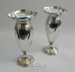 Vtg 1916 Pair of Art Nouveau Deco Solid Silver Joseph Gloster Ltd Bud Vases 301g