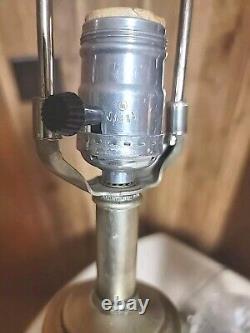 Vtg 2 Quilted Crystal Silver Lamps PAIR Tabletop MCM HOLLYWOOD REGENCY READ