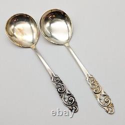 Vtg 830s Silver Brodrene Mylius TELE Pattern Large Serving Spoon Pair Cream