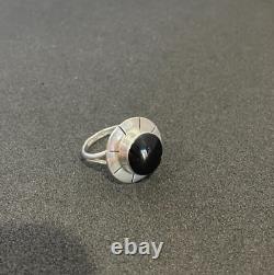 Vtg 925 Sterling Silver Black Onyx Modernist Jewelry Lot Bracelets, Earrings +