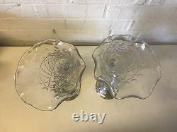 Vtg Antique Sheffield Silver Co. Sterling Weighted & Glass Pair Cornucopia Vases