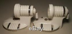 Vtg Art Deco Porcelain Sconce Light Fixture Silver Shade Pair 2 Rewired USA #C24