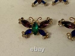 Vtg Coro Sterling Silver Pair of Butterfly Pins / Brooches with Matching Earrings