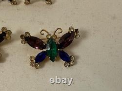 Vtg Coro Sterling Silver Pair of Butterfly Pins / Brooches with Matching Earrings