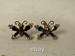 Vtg Coro Sterling Silver Pair of Butterfly Pins / Brooches with Matching Earrings
