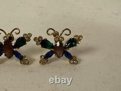 Vtg Coro Sterling Silver Pair of Butterfly Pins / Brooches with Matching Earrings
