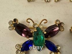 Vtg Coro Sterling Silver Pair of Butterfly Pins / Brooches with Matching Earrings