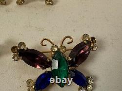 Vtg Coro Sterling Silver Pair of Butterfly Pins / Brooches with Matching Earrings
