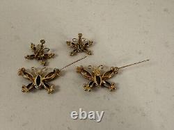 Vtg Coro Sterling Silver Pair of Butterfly Pins / Brooches with Matching Earrings