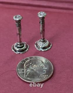 Vtg Dollhouse Miniatures Guglielmo CINI Sterling Silver Candlestick Pair 112