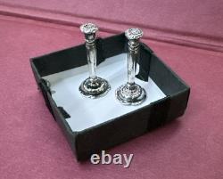 Vtg Dollhouse Miniatures Guglielmo CINI Sterling Silver Candlestick Pair 112