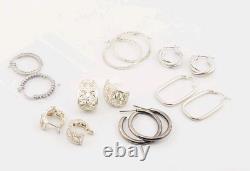 Vtg Earrings 7 pair Lot Different Hoops Sterling Silver 925 Jewelry 34.4g