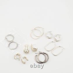 Vtg Earrings 7 pair Lot Different Hoops Sterling Silver 925 Jewelry 34.4g