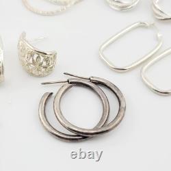 Vtg Earrings 7 pair Lot Different Hoops Sterling Silver 925 Jewelry 34.4g