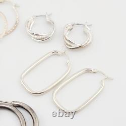Vtg Earrings 7 pair Lot Different Hoops Sterling Silver 925 Jewelry 34.4g