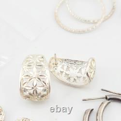 Vtg Earrings 7 pair Lot Different Hoops Sterling Silver 925 Jewelry 34.4g