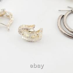 Vtg Earrings 7 pair Lot Different Hoops Sterling Silver 925 Jewelry 34.4g