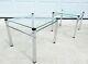 Vtg Floating Glass Chrome Side Table Pair Space Age Mcm Knoll Baughman Eames Era