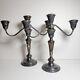 Vtg Gorham Silverplate Pair Of Colonial 3 Part Twisted Arm Candelabras #yc3032