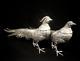 Vtg Italy Metal Pheasant Bird Figurines Male/female Pair Silver Plate 11.5 Long