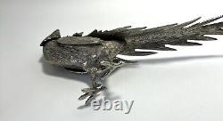 Vtg ITALY Metal Pheasant Bird Figurines Male & Female Pair Silver Plate 13 Long