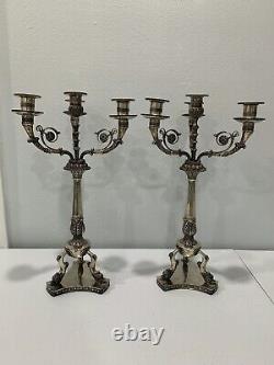 Vtg Italian Pampaloni 800 Silver Pair of Candelabras Aesthetic Movement Style