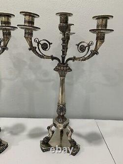 Vtg Italian Pampaloni 800 Silver Pair of Candelabras Aesthetic Movement Style