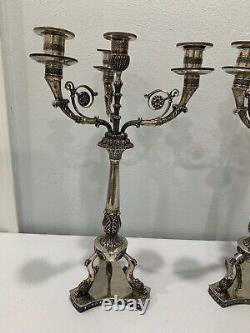 Vtg Italian Pampaloni 800 Silver Pair of Candelabras Aesthetic Movement Style