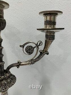 Vtg Italian Pampaloni 800 Silver Pair of Candelabras Aesthetic Movement Style