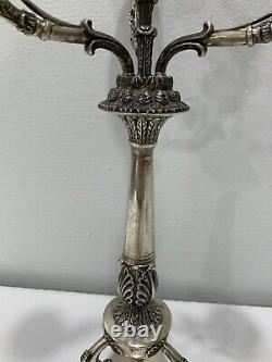 Vtg Italian Pampaloni 800 Silver Pair of Candelabras Aesthetic Movement Style