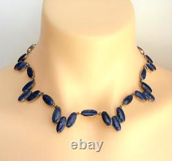 Vtg Lapis Lazuli 970 Sterling Silver Link Necklace Chile Handmade +2 Pair Earrin