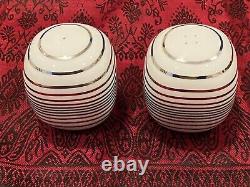 Vtg MCM Timo Sarpaneva Rosenthal Suomi Pair Silver Striped Porcelain S&P Shakers