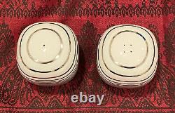 Vtg MCM Timo Sarpaneva Rosenthal Suomi Pair Silver Striped Porcelain S&P Shakers