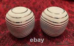 Vtg MCM Timo Sarpaneva Rosenthal Suomi Pair Silver Striped Porcelain S&P Shakers