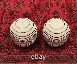 Vtg MCM Timo Sarpaneva Rosenthal Suomi Pair Silver Striped Porcelain S&P Shakers