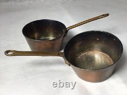 Vtg Miniature Pure Copper and Bronze Sterling Silver Gotham Pans Childs pair
