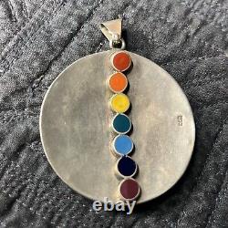 Vtg Native American sterling Silver Huge wolf bolo Earrings 950 Chakra Snake Lot